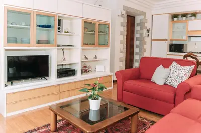 TV o dispositivi per l'intrattenimento presso Palladio Apartment - In Centro con Garage, Vista Fiume, Jacuzzi