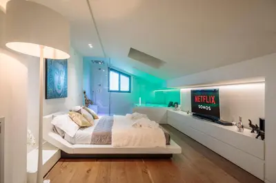 TV o dispositivi per l'intrattenimento presso LUXURY VILLA RUBIN with Jacuzzi POOL GYM & SPA near Venice and Padua