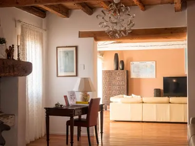 Area soggiorno di The Roses House vicino Chioggia, Sottomarina e Venezia