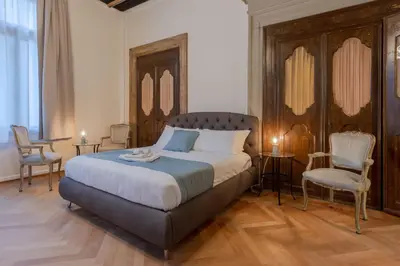 Letto o letti in una camera di Appartamentino Canal Grande con Vaporetto di Fronte - senza cucina