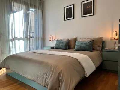 Letto o letti in una camera di Bilocale moderno a Conselve