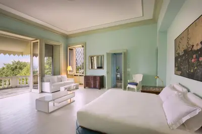 Letto o letti in una camera di Villa del Cavaliere Berico