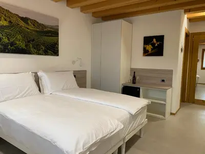 Letto o letti in una camera di Agrialloggio Cantina Piccolin