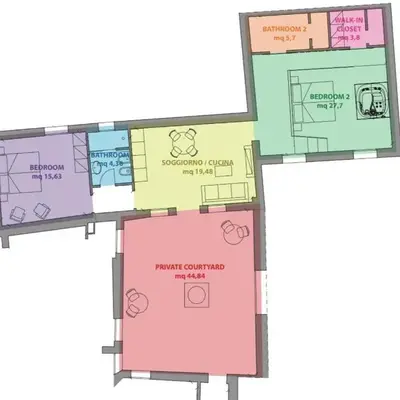 Big apartment with private courtyard