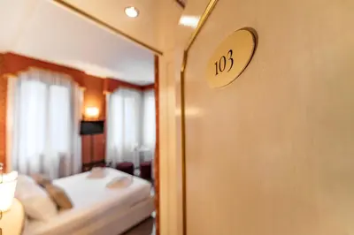 Letto o letti in una camera di Ca' Morosini