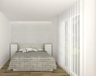 Letto o letti in una camera di Piccolo Moderno Appartamento sulla Spiaggia in Centro