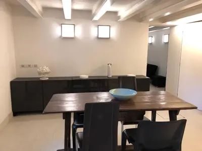 Area soggiorno di Venice-Lido apartment with an esclusive garden