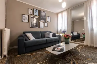 Area soggiorno di Charming Apartment on the Grand Canal R&R