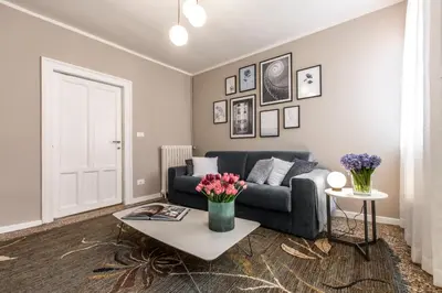 Area soggiorno di Charming Apartment on the Grand Canal R&R