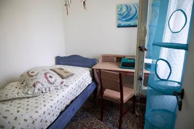 Letto o letti in una camera di Cà del Mar rustico a Jesolo con giardino e piscina privati ad uso esclusivo #