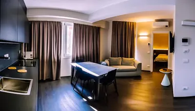 Area soggiorno di Venice Terminal Apartments & Suites