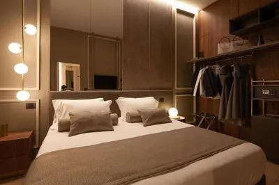 Letto o letti in una camera di Palazzo Pianca