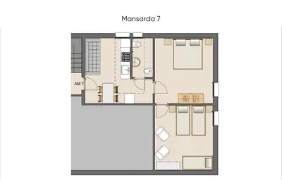 Planimetria di Mansarda 7 Trilocale, Bafile241 - 2' Piano NO Ascensore - Adria Holiday Jesolo - FAMILY APARTMENT