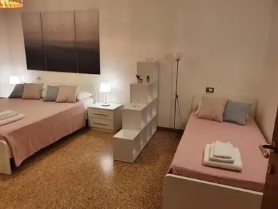 Letto o letti in una camera di 12 minuti da Venezia appartamento con parcheggio